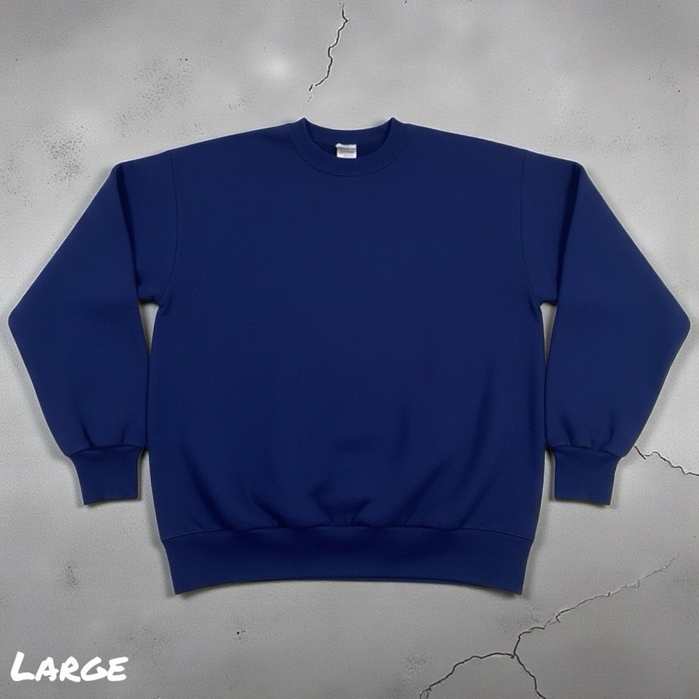Vintage‎ Jerzees 90s Sweatshirt Mens LARGE Blue Crew Neck Made in USA Blank